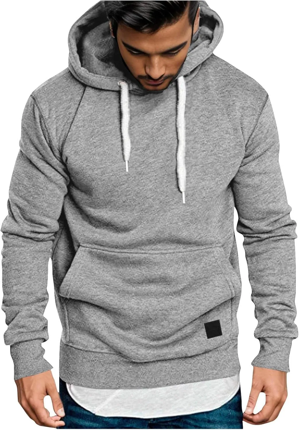Muscularfit Sweatshirts for Men Hoodies Causal Fashion Long Sleeve Solid Hooded Pullover Shirts Athletic Gym Workout Tee Tops
