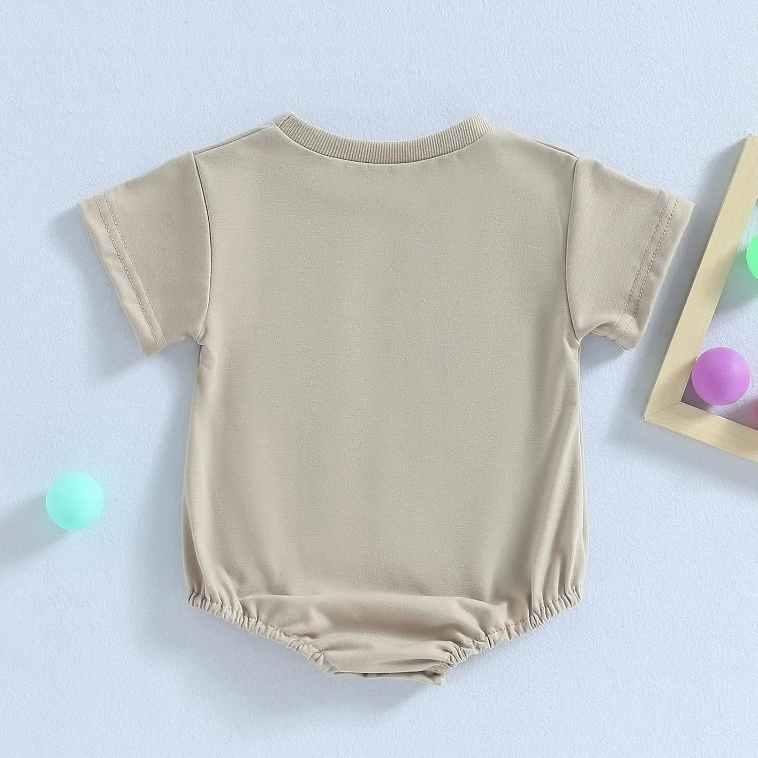 Newborn Baby Boy Girl Neutral Clothes Plain Cotton Bubble Romper Solid Short Sleeve Bodysuit Summer Outfit