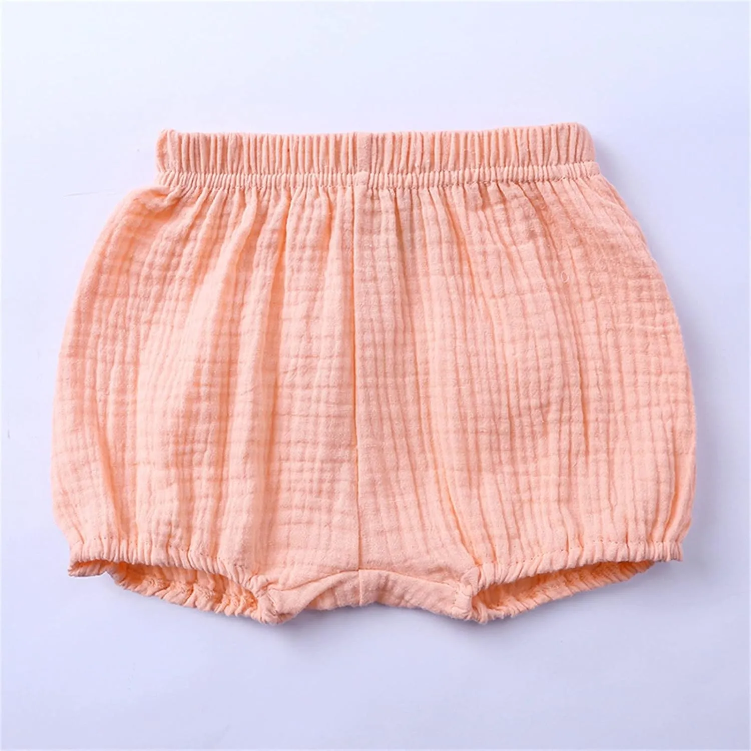 Newborn Baby Cotton Bloomers Shorts Linen Blend Bubble Shorts Girls Boys Elastic Waist Loose Fit Solid Color Summer Wear