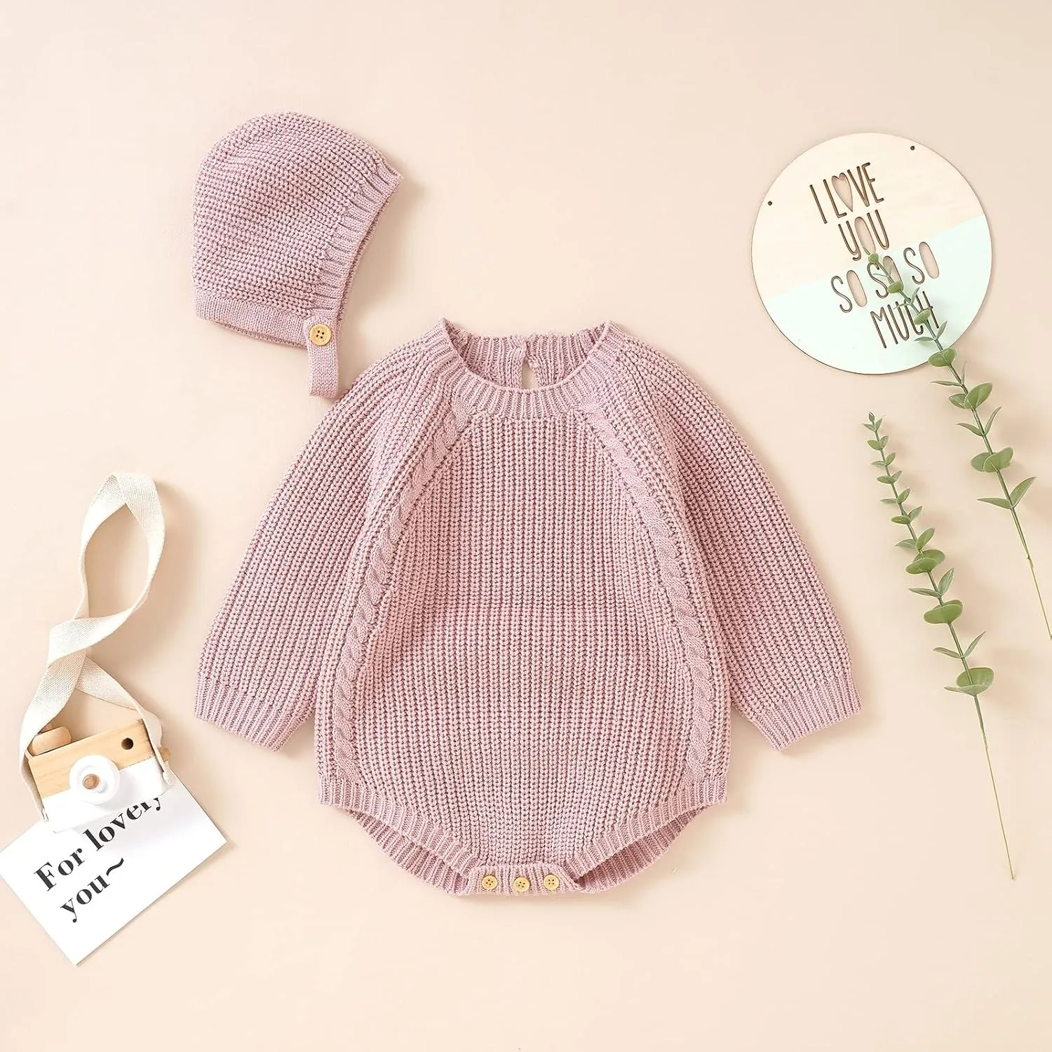 Newborn Baby Girl Boy Knit Sweater Romper Neutral One Piece Bodysuit Pullover Fall Winter Clothes