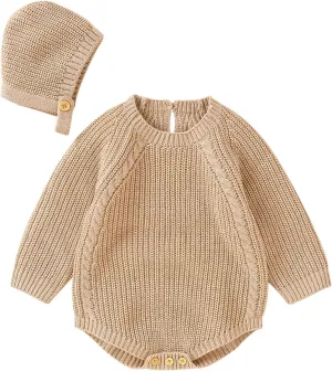Newborn Baby Girl Boy Knit Sweater Romper Neutral One Piece Bodysuit Pullover Fall Winter Clothes
