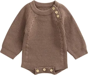 Newborn Baby Girl Boy Knit Sweater Romper Neutral One Piece Bodysuit Pullover Fall Winter Clothes
