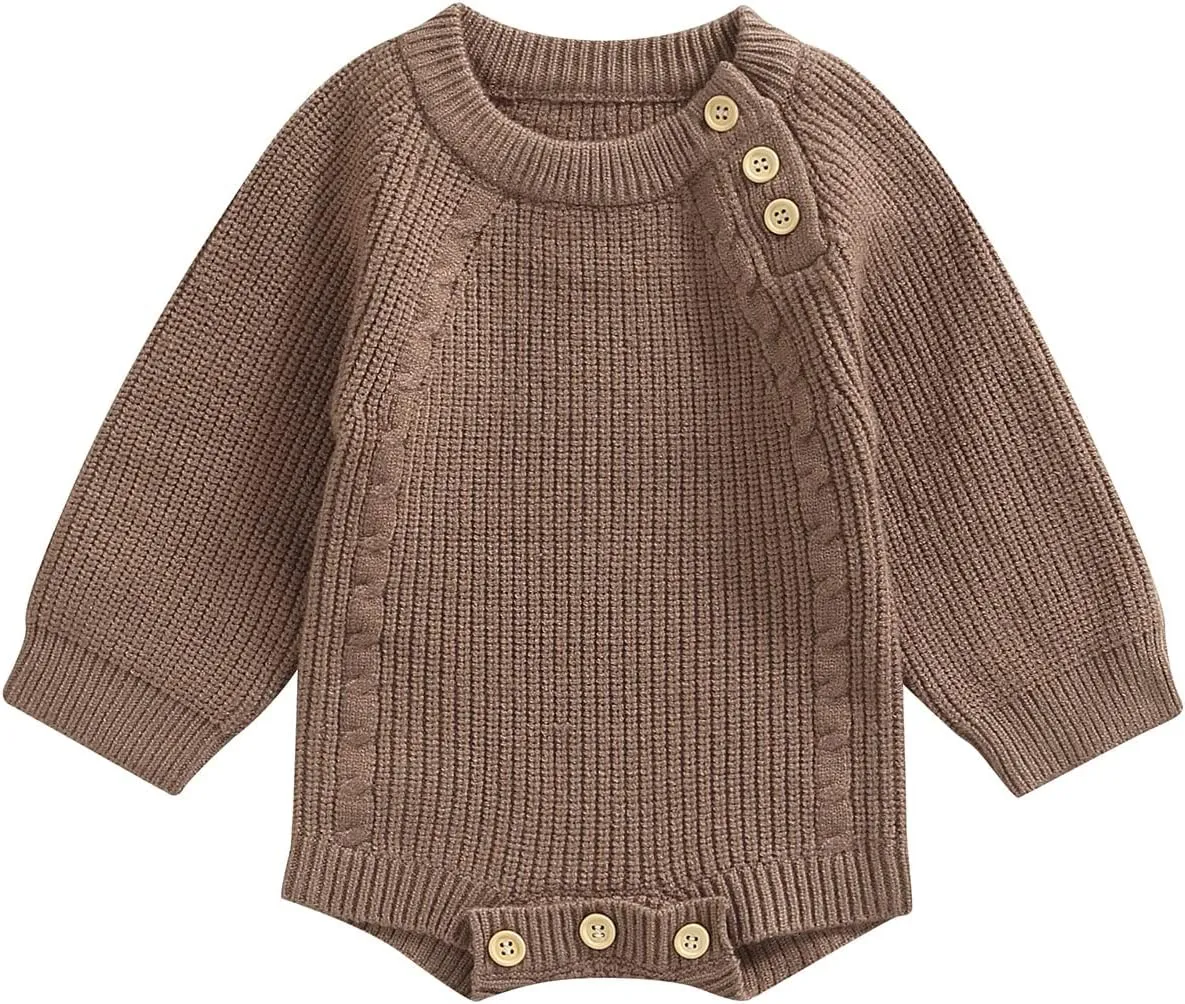 Newborn Baby Girl Boy Knit Sweater Romper Neutral One Piece Bodysuit Pullover Fall Winter Clothes