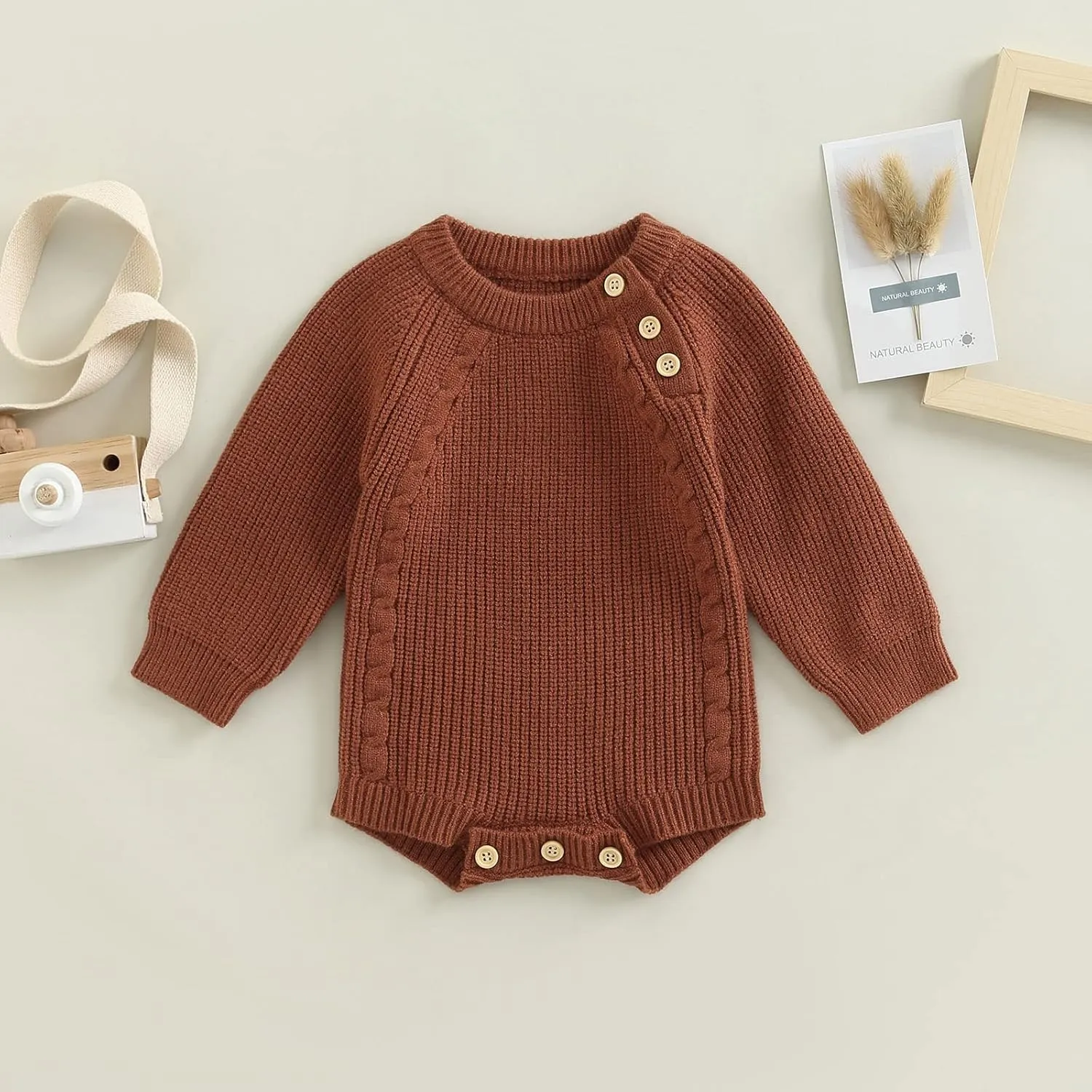 Newborn Baby Girl Boy Knit Sweater Romper Neutral One Piece Bodysuit Pullover Fall Winter Clothes