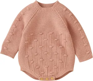 Newborn Baby Girl Boy Knit Sweater Romper Neutral One Piece Bodysuit Pullover Fall Winter Clothes
