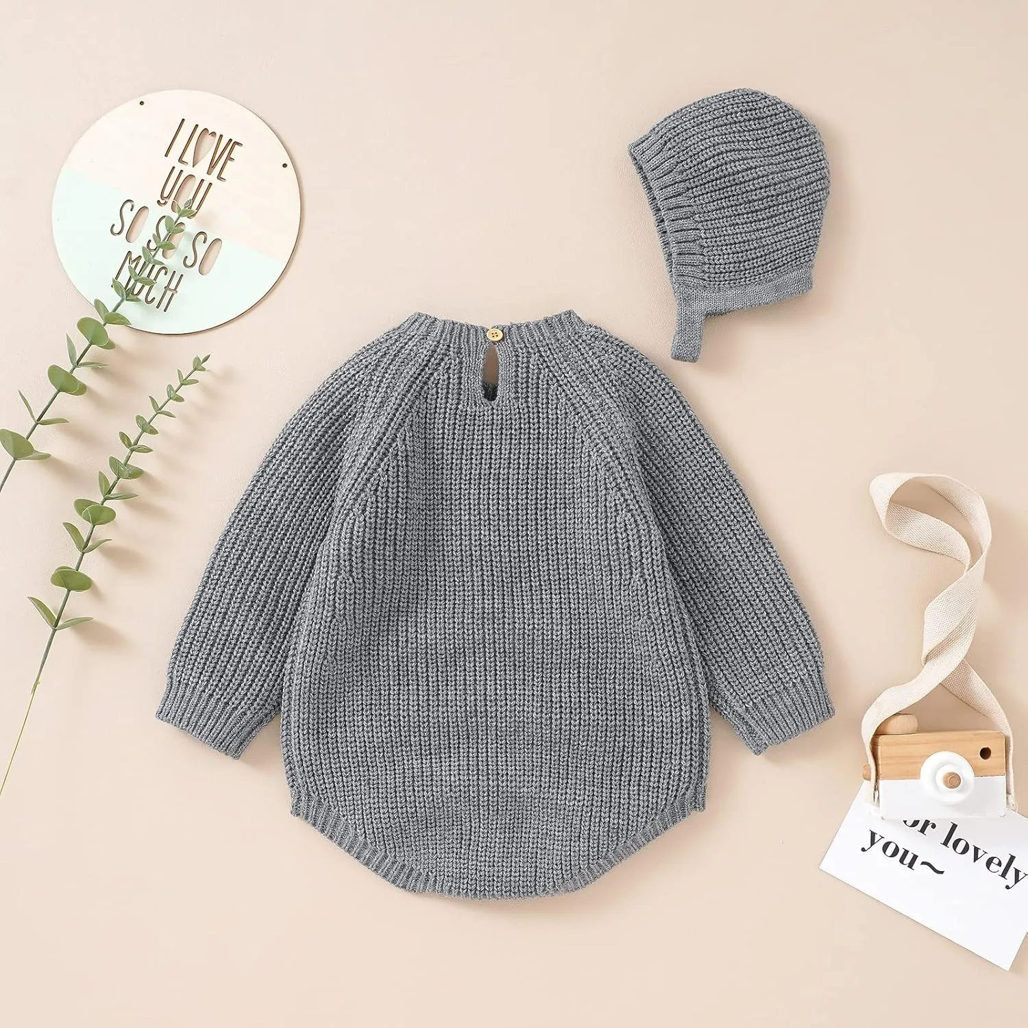 Newborn Baby Girl Boy Knit Sweater Romper Neutral One Piece Bodysuit Pullover Fall Winter Clothes