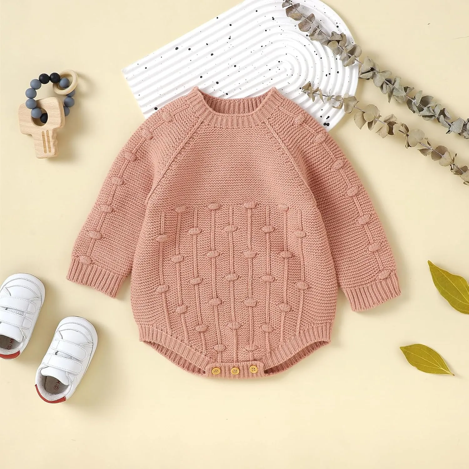 Newborn Baby Girl Boy Knit Sweater Romper Neutral One Piece Bodysuit Pullover Fall Winter Clothes