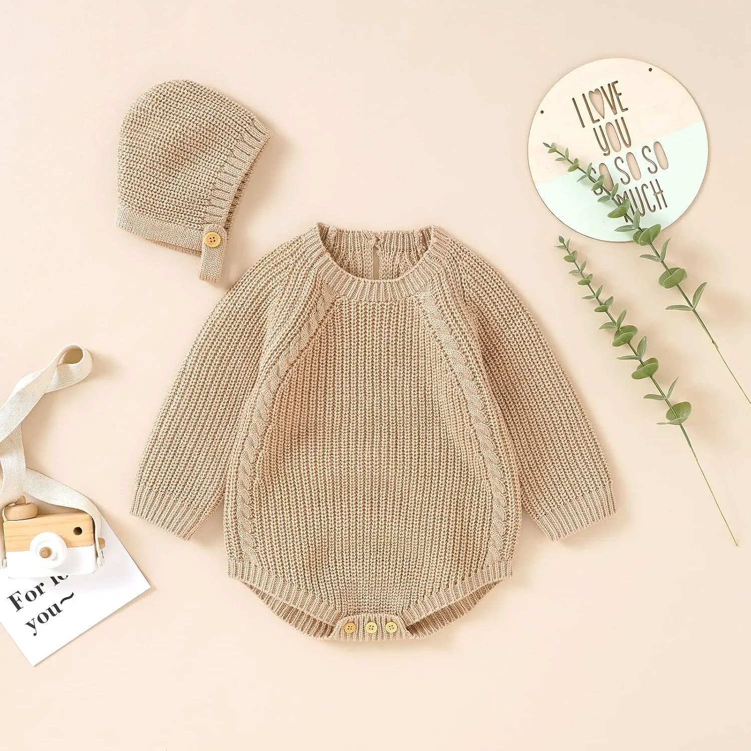 Newborn Baby Girl Boy Knit Sweater Romper Neutral One Piece Bodysuit Pullover Fall Winter Clothes