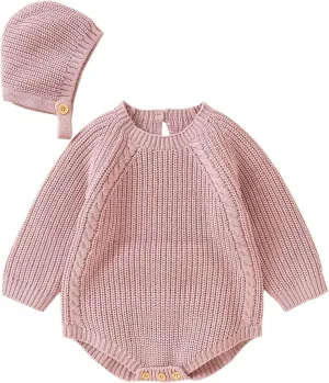 Newborn Baby Girl Boy Knit Sweater Romper Neutral One Piece Bodysuit Pullover Fall Winter Clothes