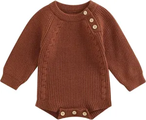 Newborn Baby Girl Boy Knit Sweater Romper Neutral One Piece Bodysuit Pullover Fall Winter Clothes