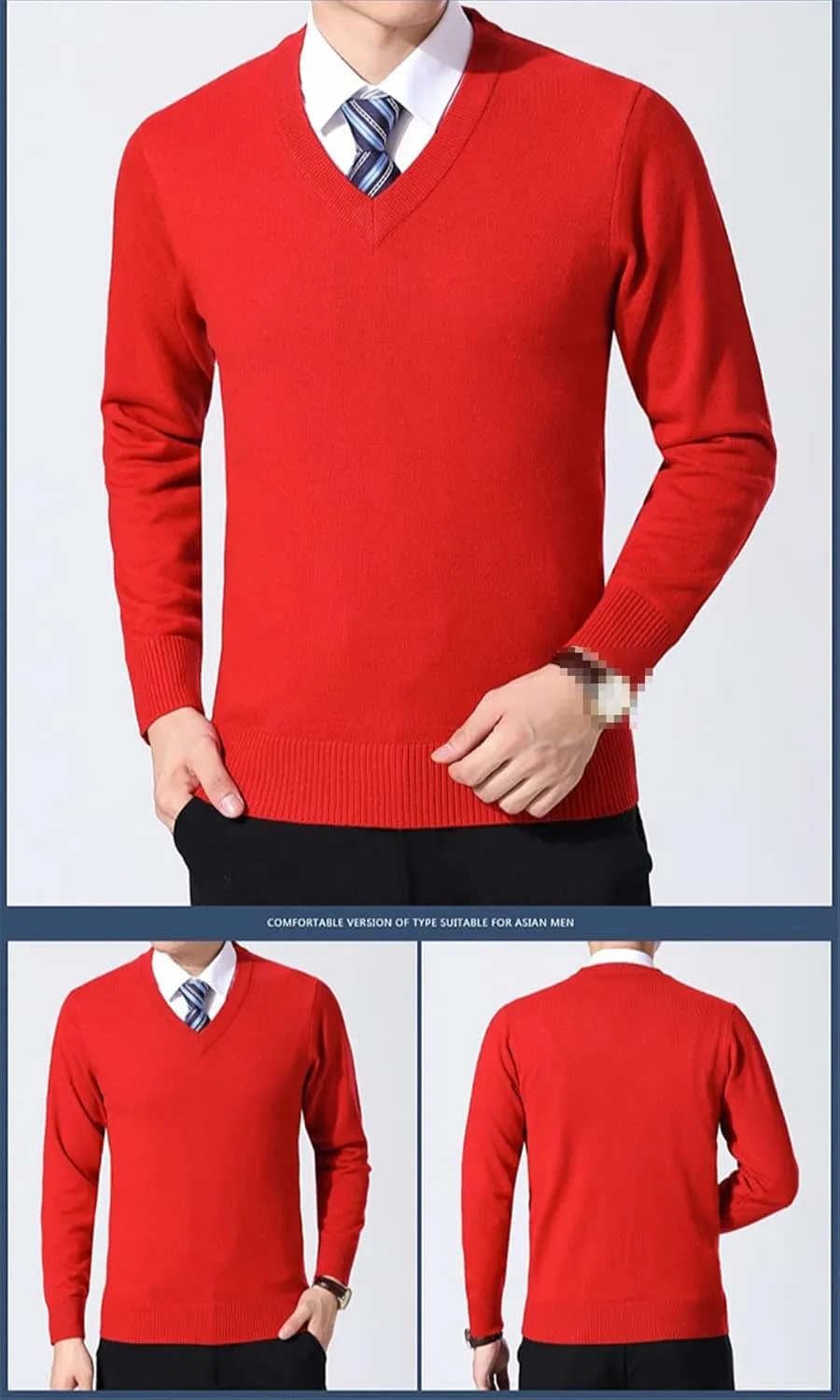 Niiyyjj Sweater Pullovers Men Casual Solid Color Knitted Sweaters V Neck Woolen Pullovers Sweater