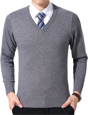Niiyyjj Sweater Pullovers Men Casual Solid Color Knitted Sweaters V Neck Woolen Pullovers Sweater