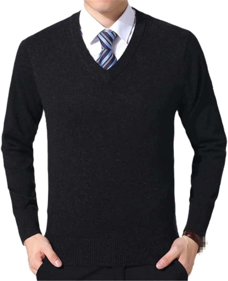 Niiyyjj Sweater Pullovers Men Casual Solid Color Knitted Sweaters V Neck Woolen Pullovers Sweater