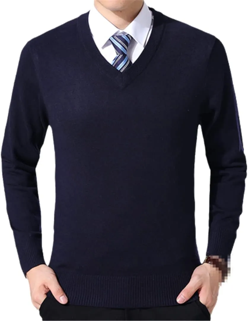 Niiyyjj Sweater Pullovers Men Casual Solid Color Knitted Sweaters V Neck Woolen Pullovers Sweater