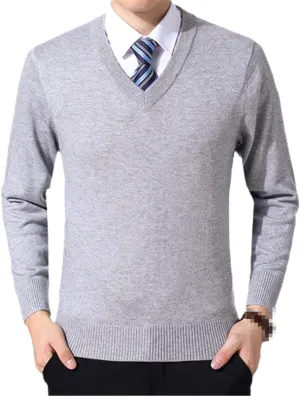 Niiyyjj Sweater Pullovers Men Casual Solid Color Knitted Sweaters V Neck Woolen Pullovers Sweater