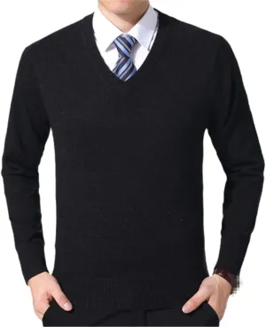 Niiyyjj Sweater Pullovers Men Casual Solid Color Knitted Sweaters V Neck Woolen Pullovers Sweater