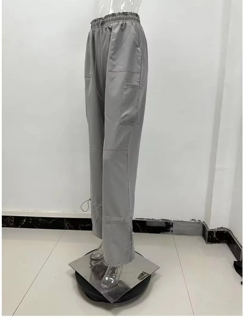 Parachute Pants for Women Cargo Pants Womens Baggy Drawstring Elastic Low Waist Ruched Joggers Pant with Pockets