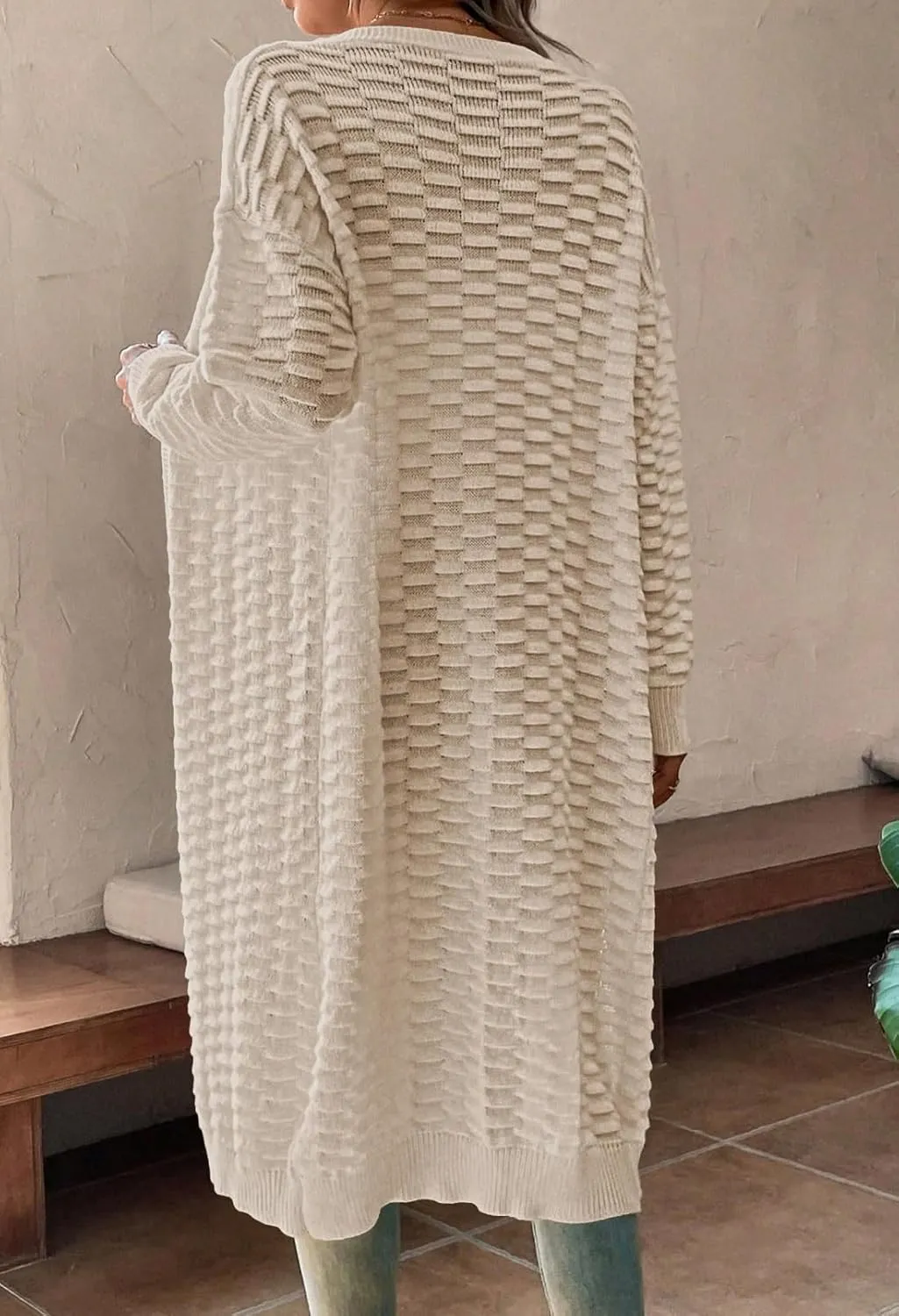 Pink Queen Women's Lightweight Long Cardigan Sweaters Casual Long Sleeve Open Front Drop Shoulder Oversized Fall Knitwear