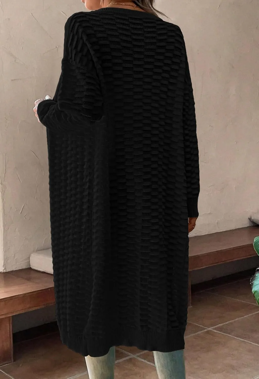 Pink Queen Women's Lightweight Long Cardigan Sweaters Casual Long Sleeve Open Front Drop Shoulder Oversized Fall Knitwear