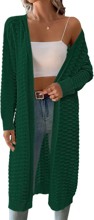 Pink Queen Women's Lightweight Long Cardigan Sweaters Casual Long Sleeve Open Front Drop Shoulder Oversized Fall Knitwear