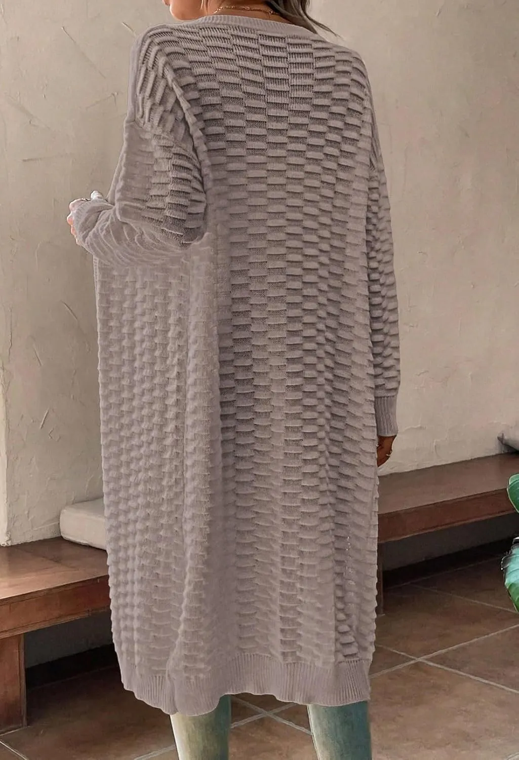Pink Queen Women's Lightweight Long Cardigan Sweaters Casual Long Sleeve Open Front Drop Shoulder Oversized Fall Knitwear