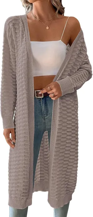 Pink Queen Women's Lightweight Long Cardigan Sweaters Casual Long Sleeve Open Front Drop Shoulder Oversized Fall Knitwear