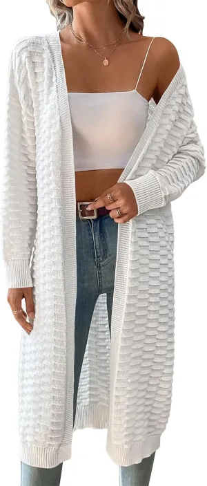 Pink Queen Women's Lightweight Long Cardigan Sweaters Casual Long Sleeve Open Front Drop Shoulder Oversized Fall Knitwear