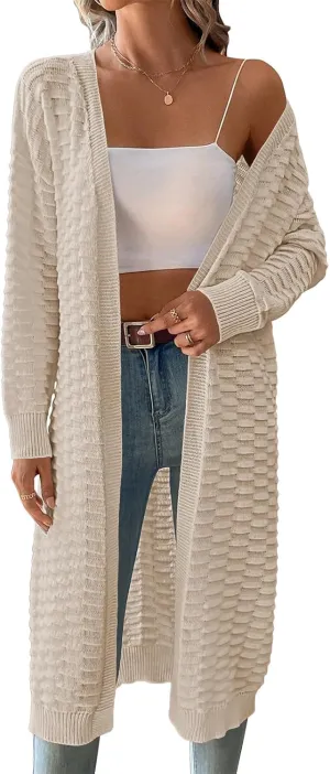 Pink Queen Women's Lightweight Long Cardigan Sweaters Casual Long Sleeve Open Front Drop Shoulder Oversized Fall Knitwear