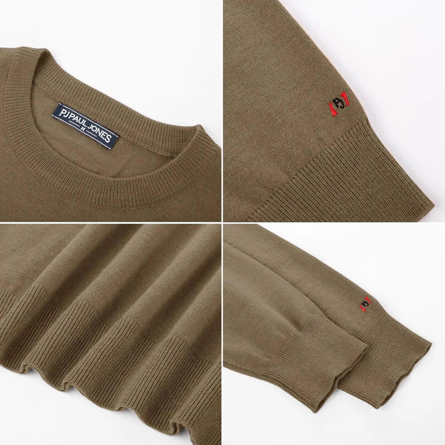 PJ PAUL JONES Men's Sweaters Crewneck Basic Lightweight Wool Blend Knitted Pullover Long Sleeve Shirts for Men