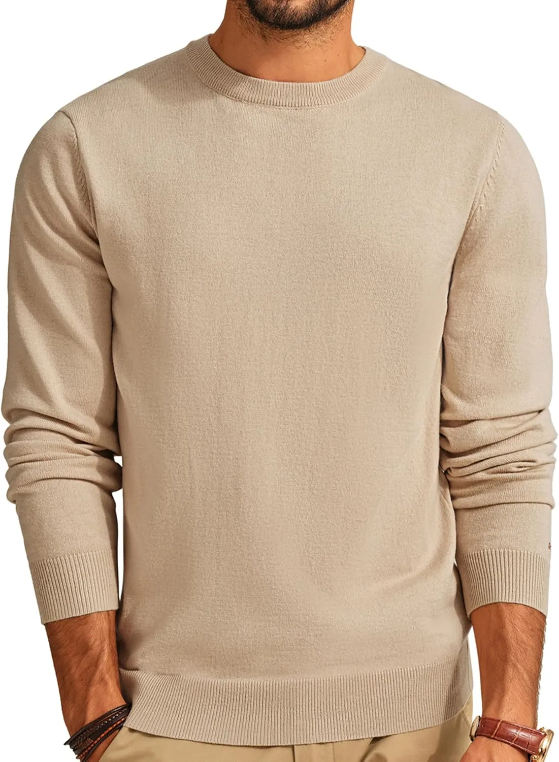 PJ PAUL JONES Men's Sweaters Crewneck Basic Lightweight Wool Blend Knitted Pullover Long Sleeve Shirts for Men
