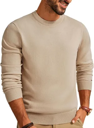 PJ PAUL JONES Men's Sweaters Crewneck Basic Lightweight Wool Blend Knitted Pullover Long Sleeve Shirts for Men