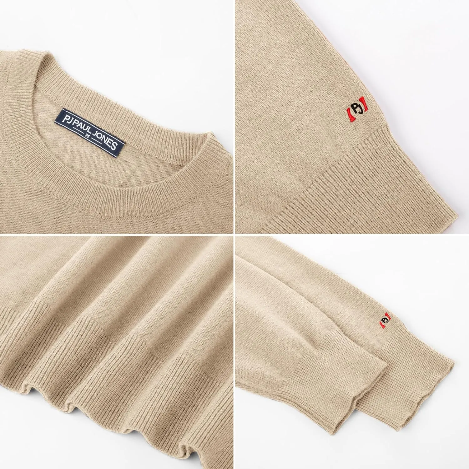 PJ PAUL JONES Men's Sweaters Crewneck Basic Lightweight Wool Blend Knitted Pullover Long Sleeve Shirts for Men