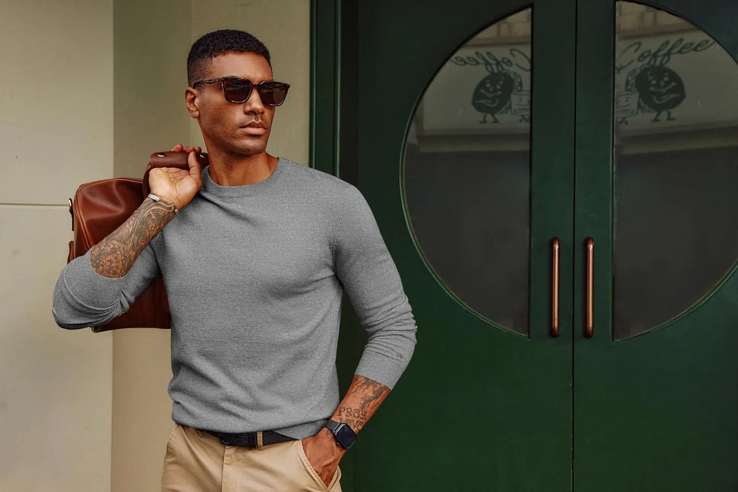 PJ PAUL JONES Men's Sweaters Crewneck Basic Lightweight Wool Blend Knitted Pullover Long Sleeve Shirts for Men