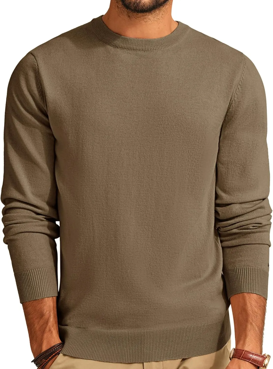 PJ PAUL JONES Men's Sweaters Crewneck Basic Lightweight Wool Blend Knitted Pullover Long Sleeve Shirts for Men
