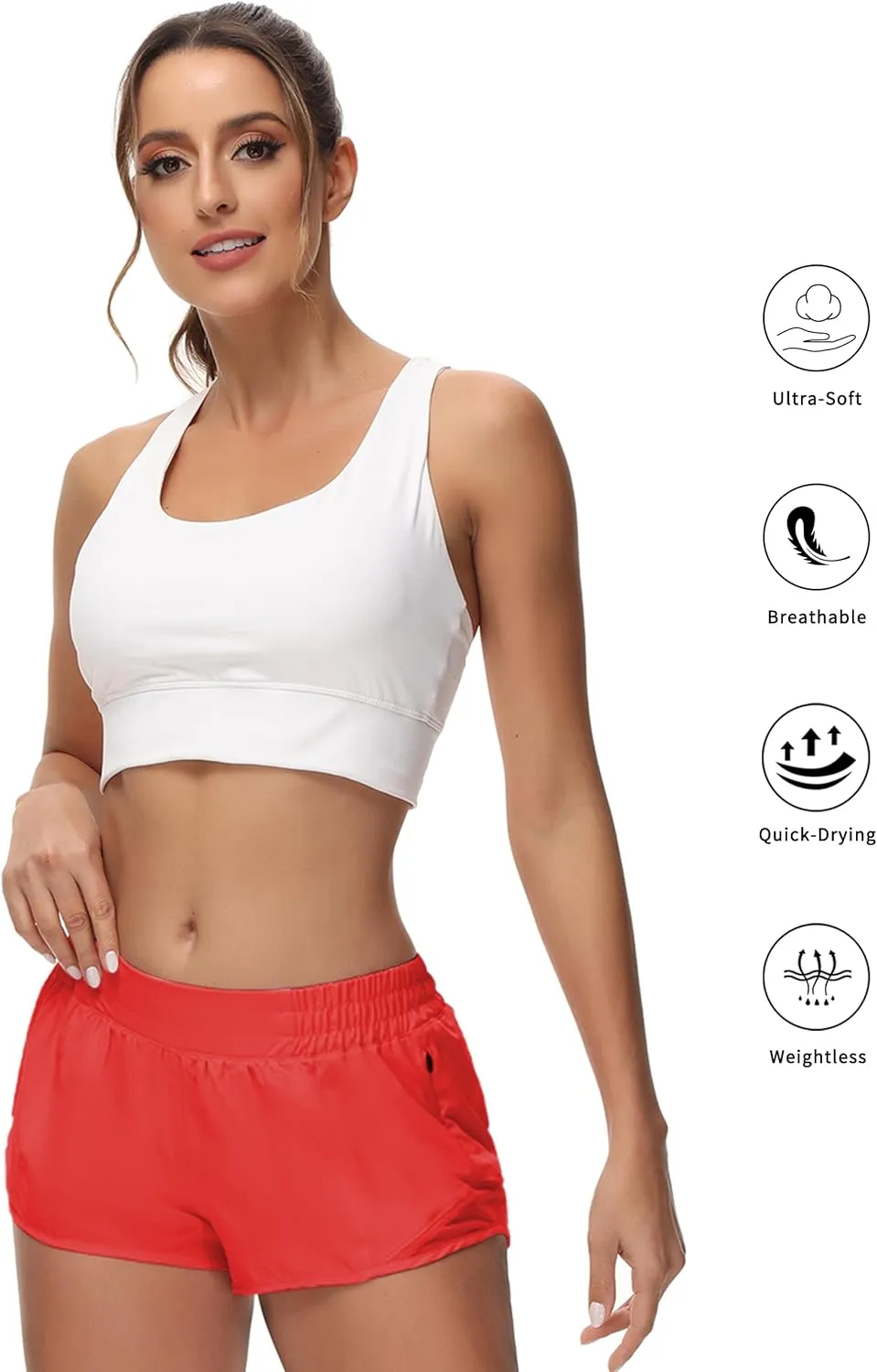 Running Shorts for Women Athletic Shorts Quick-Dry Gym with Zipper Pockets Workout Sports Shorts
