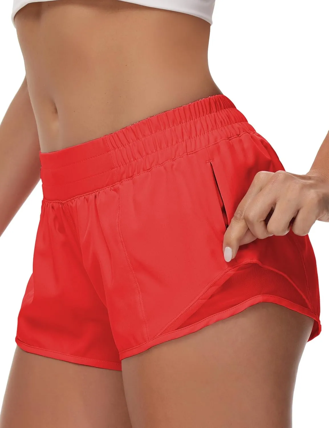 Running Shorts for Women Athletic Shorts Quick-Dry Gym with Zipper Pockets Workout Sports Shorts