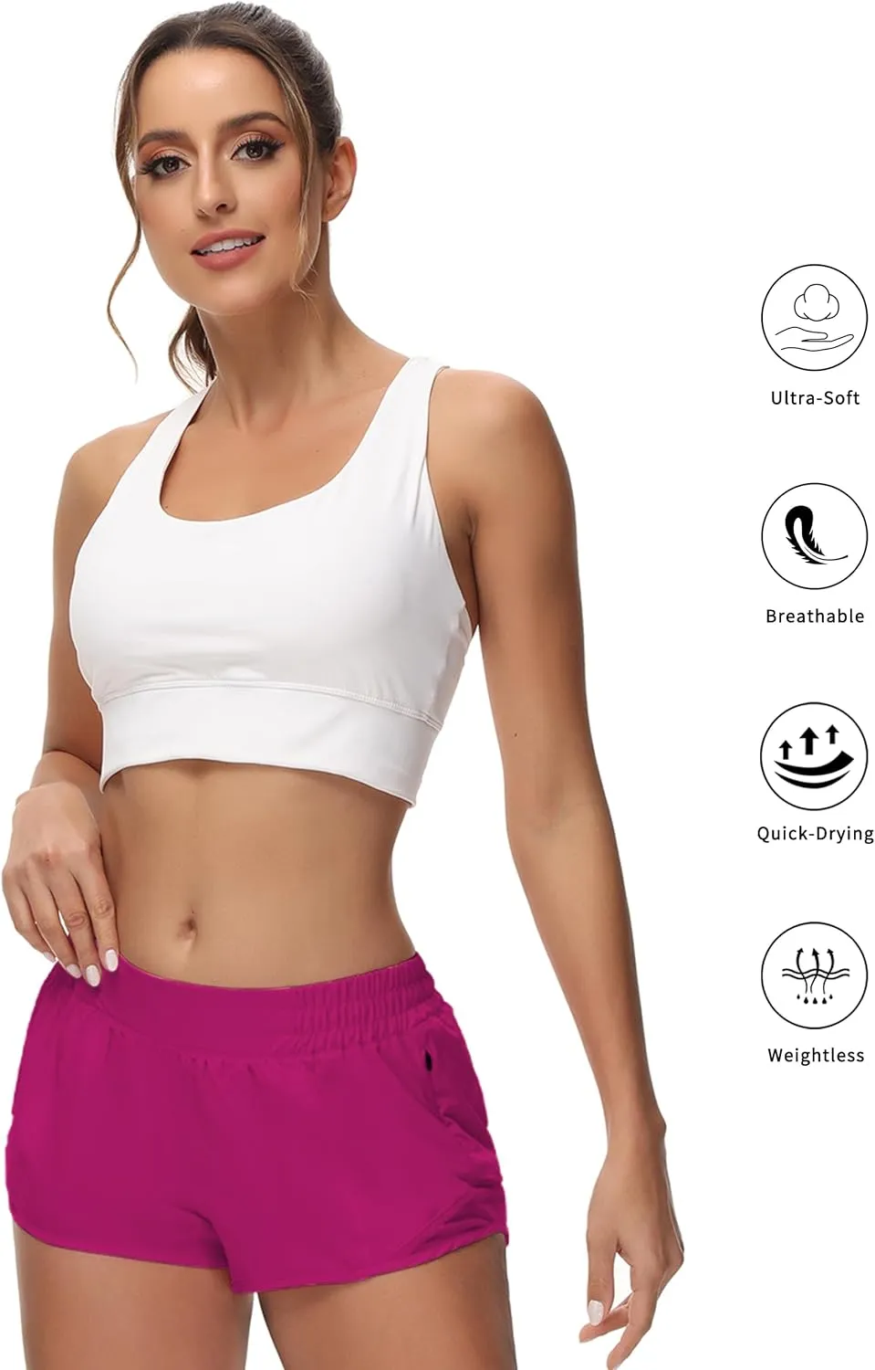 Running Shorts for Women Athletic Shorts Quick-Dry Gym with Zipper Pockets Workout Sports Shorts