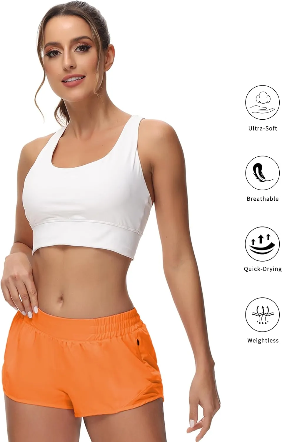 Running Shorts for Women Athletic Shorts Quick-Dry Gym with Zipper Pockets Workout Sports Shorts