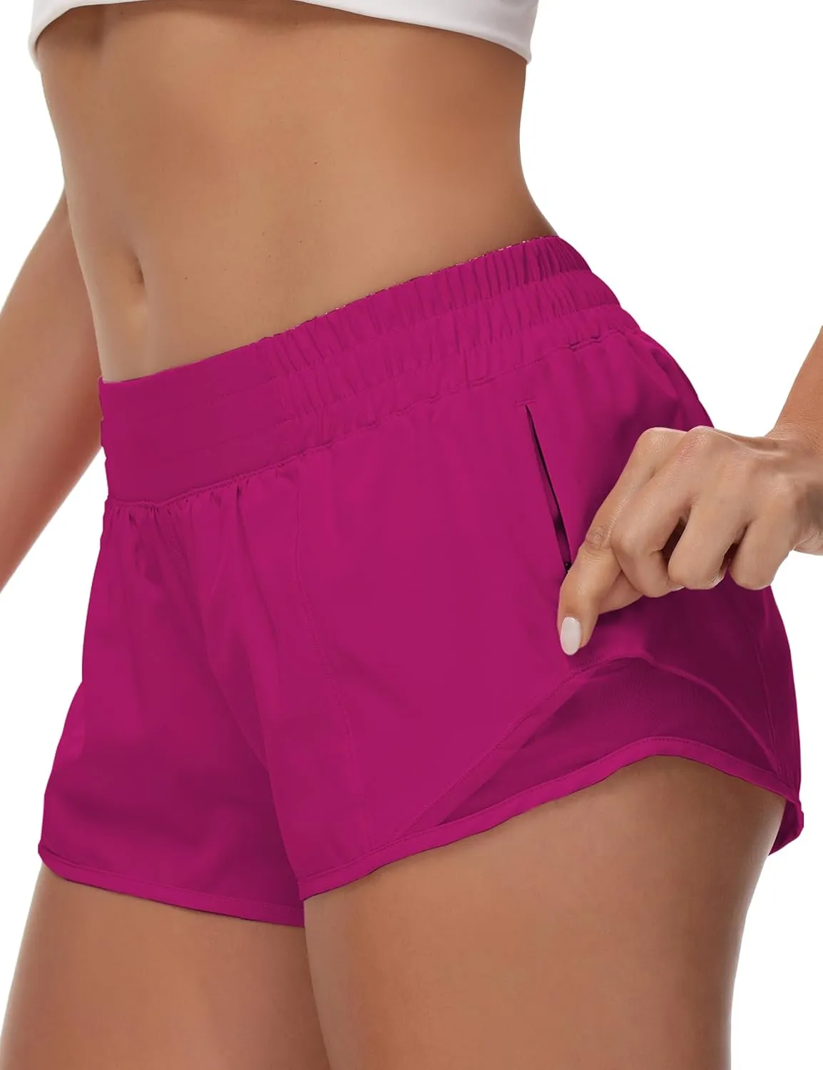 Running Shorts for Women Athletic Shorts Quick-Dry Gym with Zipper Pockets Workout Sports Shorts