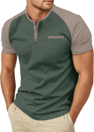 Sailwind Mens Cotton Henley Shirts Short Sleeve Casual T-Shirts Summer Button T Shirts with Pocket