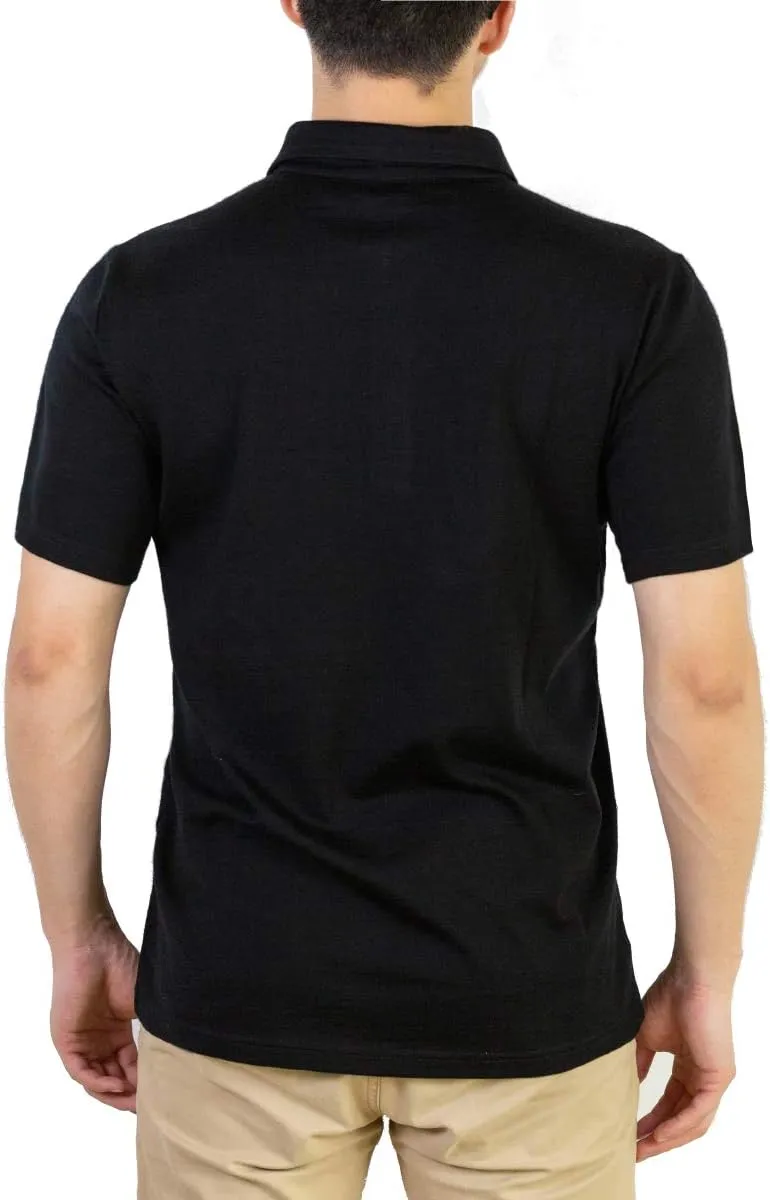 SHEEP RUN 100% Merino Wool Men's Lightweight Wicking Breathable Short Sleeve Polo Shirt