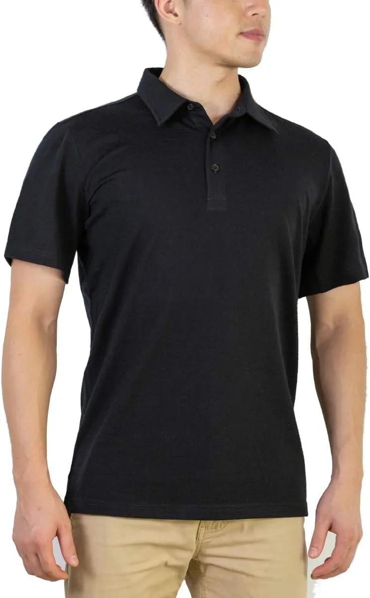 SHEEP RUN 100% Merino Wool Men's Lightweight Wicking Breathable Short Sleeve Polo Shirt