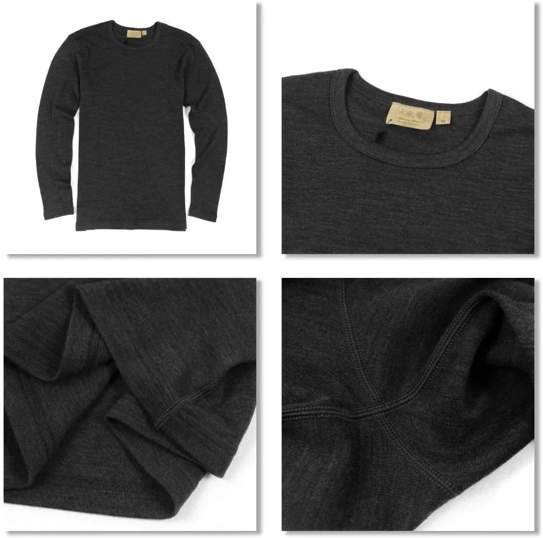 SHEEP RUN 100% Merino Wool Men's Thermal Underwear Long Sleeve Baselayer Set
