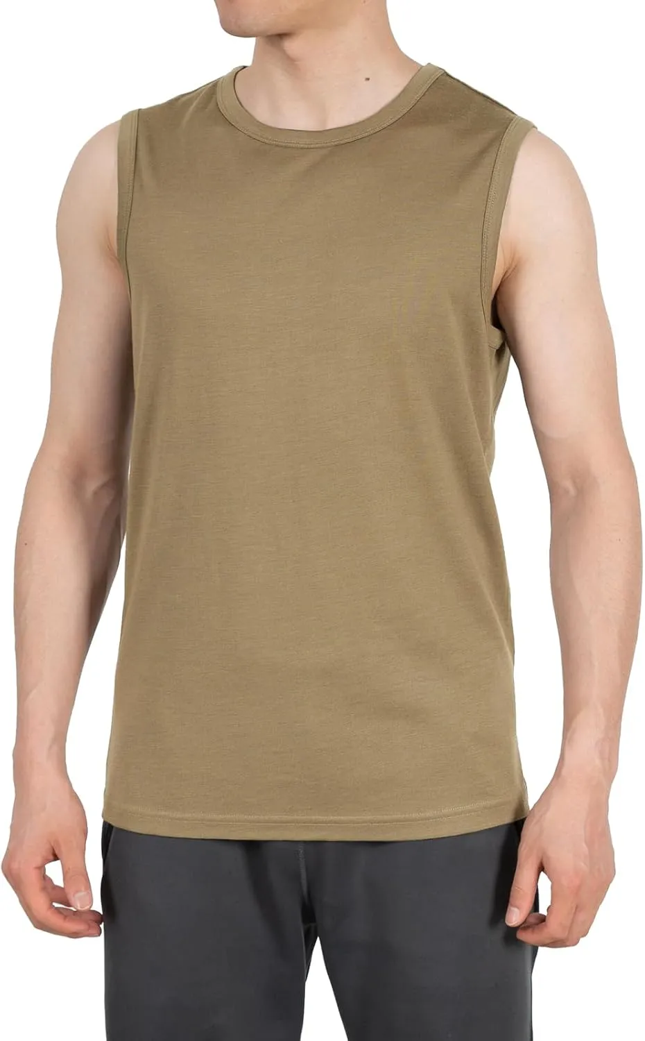 SHEEP RUN 100% Merino Wool Tank Top Men's Lightweight Wicking Breathable Workout Activewear Shirt