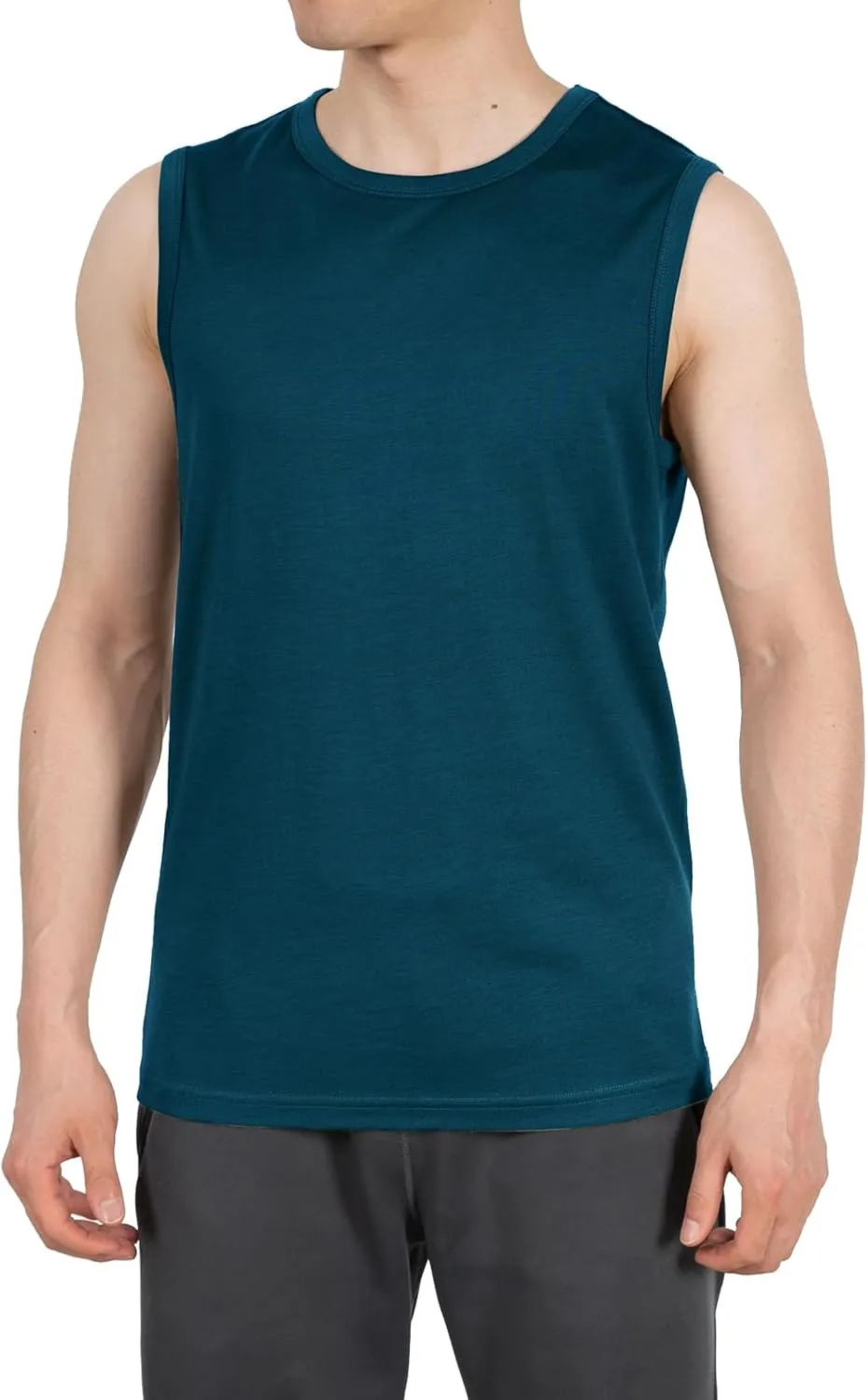 SHEEP RUN 100% Merino Wool Tank Top Men's Lightweight Wicking Breathable Workout Activewear Shirt