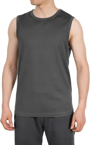 SHEEP RUN 100% Merino Wool Tank Top Men's Lightweight Wicking Breathable Workout Activewear Shirt
