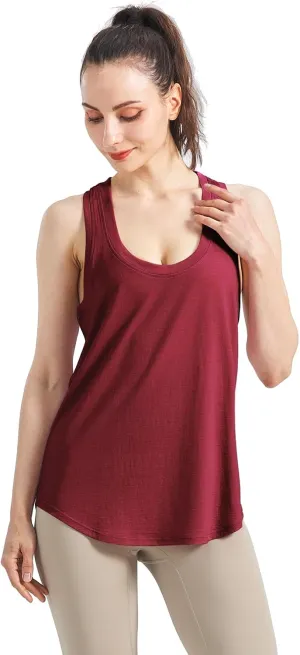 SHEEP RUN Merino Wool Camisole Racerback Tank Top Yoga Shirt Wicking Breathable Light-Weight Shirt