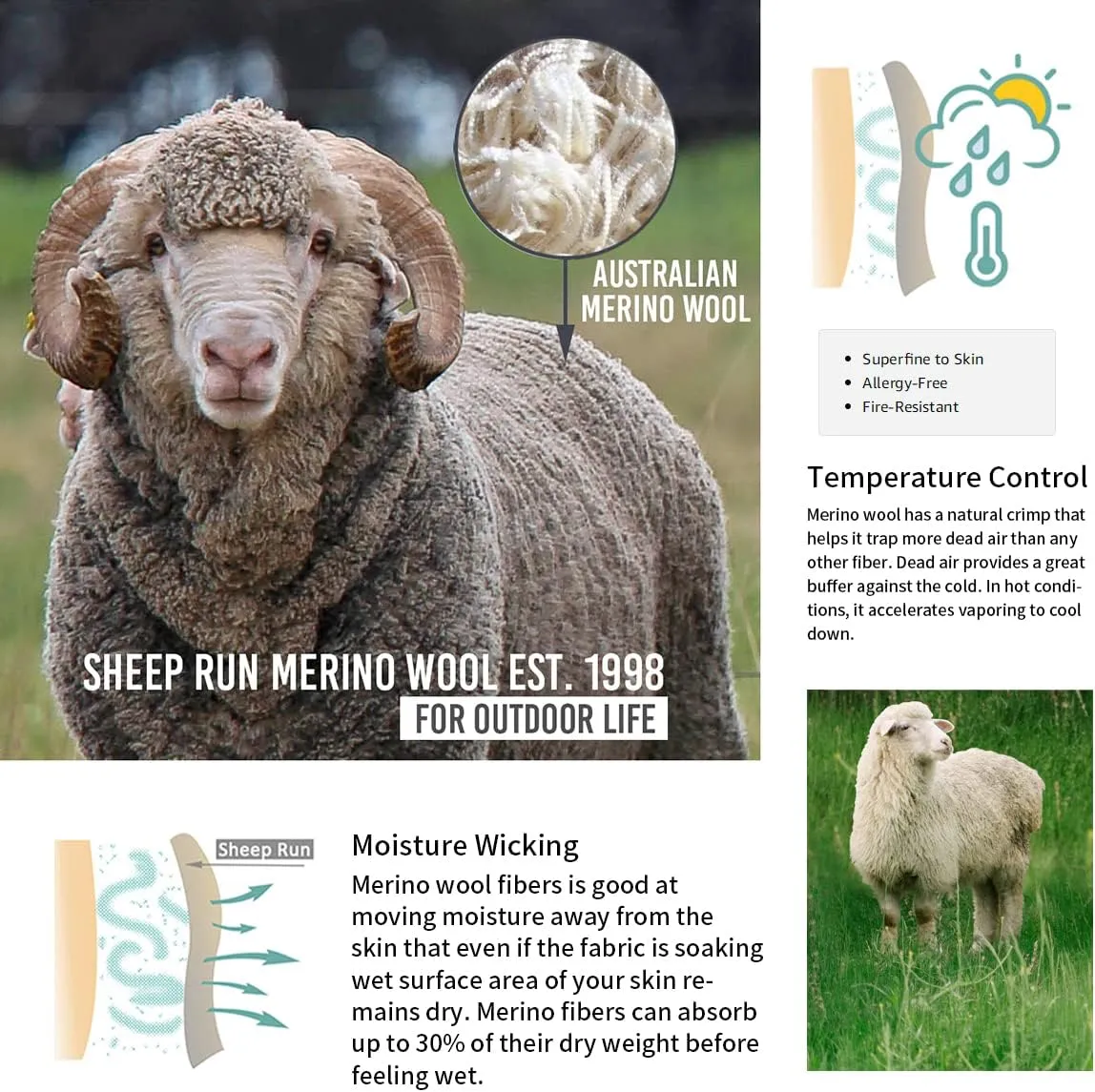 SHEEP RUN Merino Wool Tank Top Basic Yoga Shirt Wicking Breathable Light-Weight Shirt