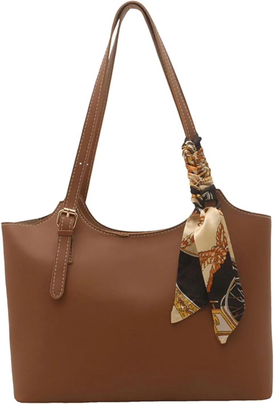 Shoulder Handbag，Shoulder Bag Retro Handbag with Silk Scarf Decoration Fashionable PU Leather Top Handle Bag for Various Occasion