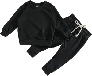 Simple Toddler Baby Jogger Sets Girl Boy Kids neutral Clothes Casual Long Sleeve Sweatshirts Tops Pants Outfits